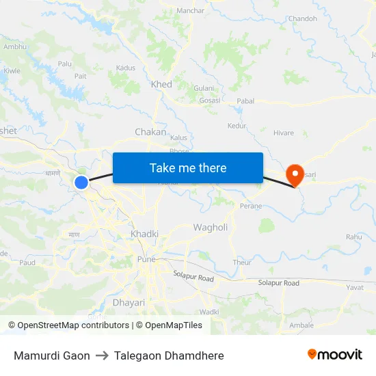 मामुर्डी गांव to तालेगाव धामधेरे map