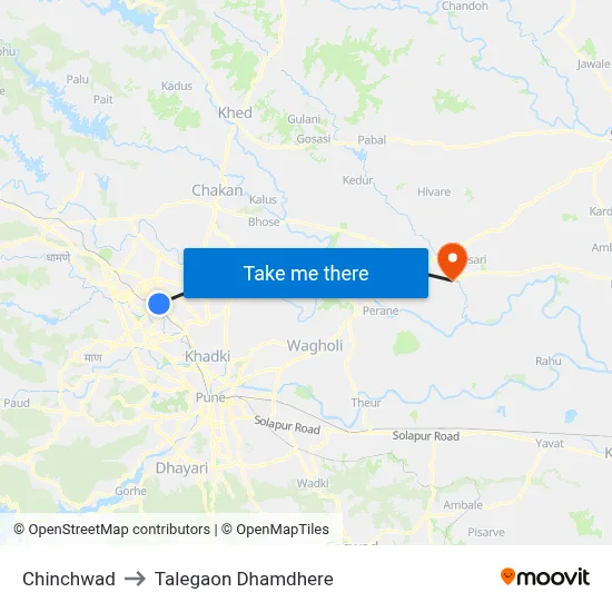 चिंचवड to तालेगाव धामधेरे map