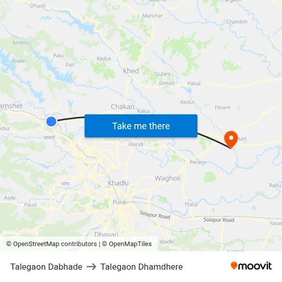 तालेगाव दाभाड़े to तालेगाव धामधेरे map