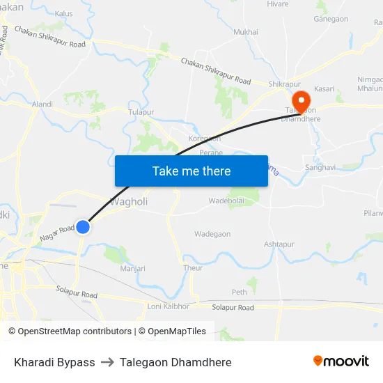 खराडी बाईपास to तालेगाव धामधेरे map