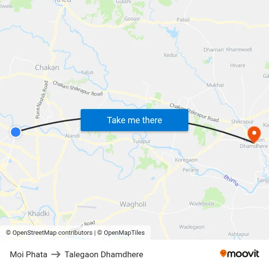 मोई फाटा to तालेगाव धामधेरे map