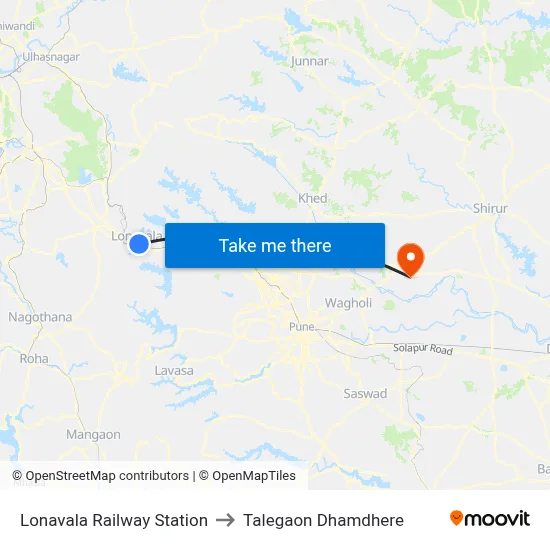लोणावला रेलवे स्टेशन to तालेगाव धामधेरे map