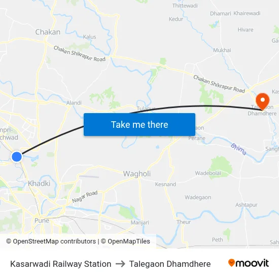 कासारवाडी रेलवे स्टेशन to तालेगाव धामधेरे map