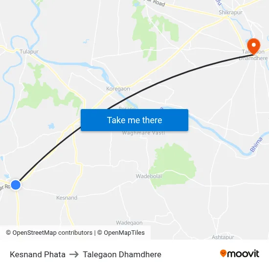 केसनंद फाटा to तालेगाव धामधेरे map