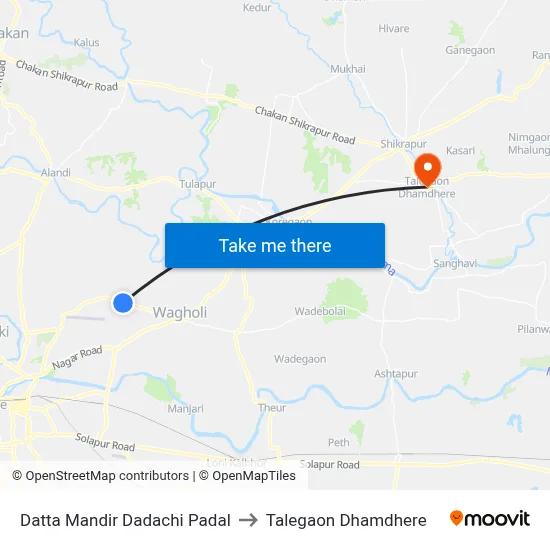 दत्त मंदिर दादाची पडळ to तालेगाव धामधेरे map