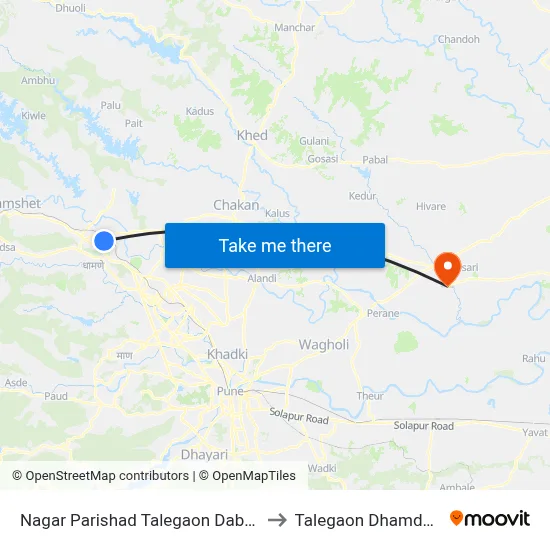 नगर परिषद तळेगाव दाभाडे to तालेगाव धामधेरे map