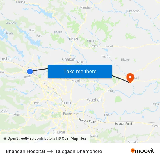 भंडारी हॉस्पिटल to तालेगाव धामधेरे map