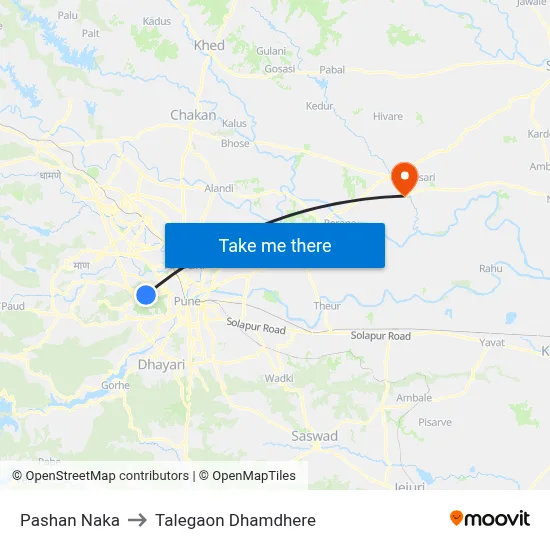 पाषाण नाका to तालेगाव धामधेरे map