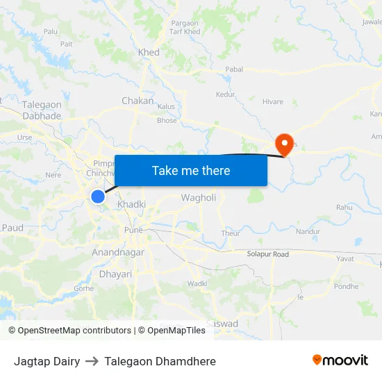 जगताप डेयरी to तालेगाव धामधेरे map