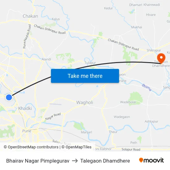 भैरव नगर पिंपळेगुरव to तालेगाव धामधेरे map