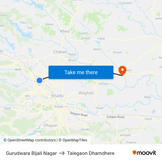 गुरुद्वारा बिजली नगर to तालेगाव धामधेरे map