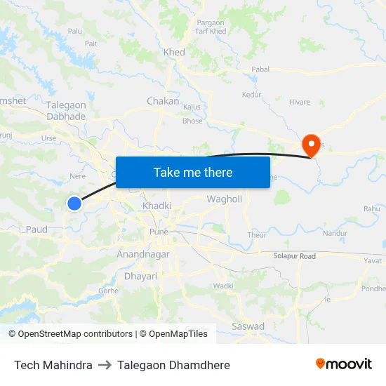 टेक महिंद्रा to तालेगाव धामधेरे map