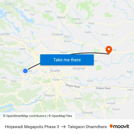 हिंजवाडी मेगापोलिस फेज 3 to तालेगाव धामधेरे map