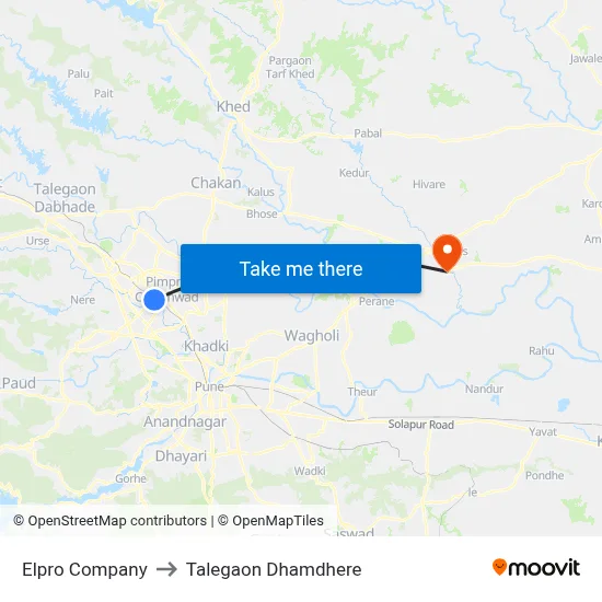 एल्प्रो कंपनी to तालेगाव धामधेरे map