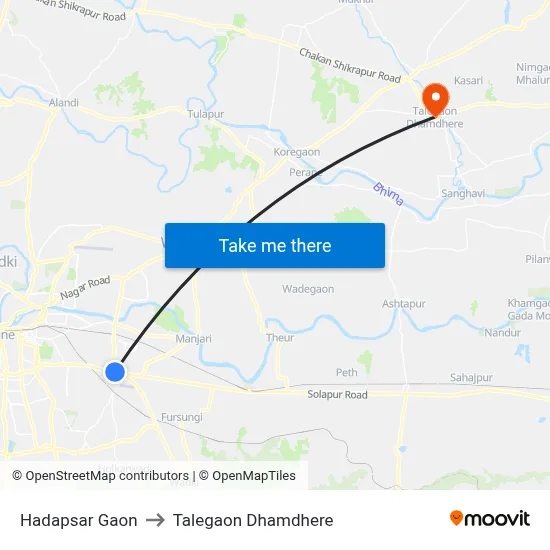 हड़पसर गांव to तालेगाव धामधेरे map