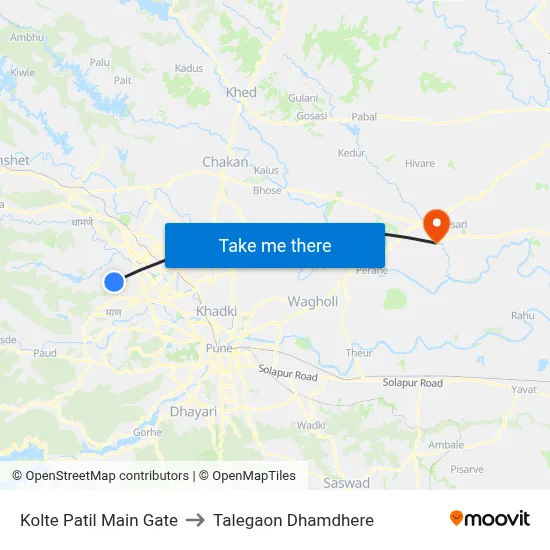 कोल्टे पाटिल मेन गेट to तालेगाव धामधेरे map