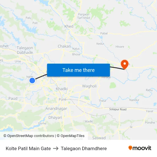 कोल्टे पाटिल मेन गेट to तालेगाव धामधेरे map