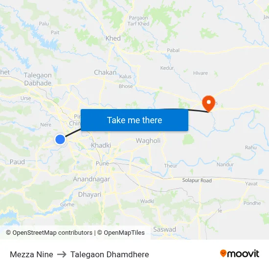 मेज़ा नाइन to तालेगाव धामधेरे map