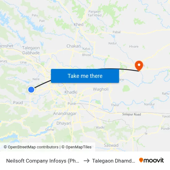 नीलसॉफ्ट कंपनी इन्फोसिस (फेज 3) to तालेगाव धामधेरे map