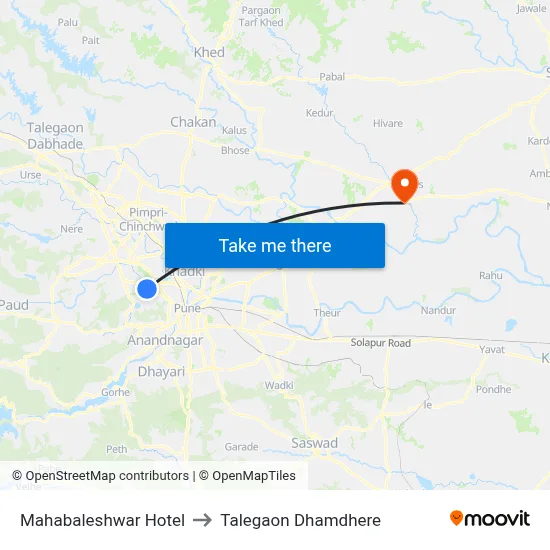 महाबलेश्वर होटल to तालेगाव धामधेरे map
