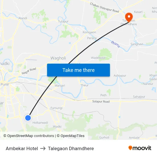 Ambekar Hotel to तालेगाव धामधेरे map