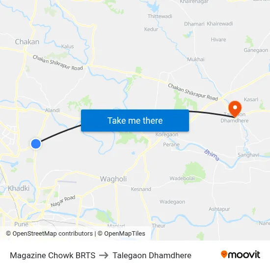 Magazine Chowk to तालेगाव धामधेरे map