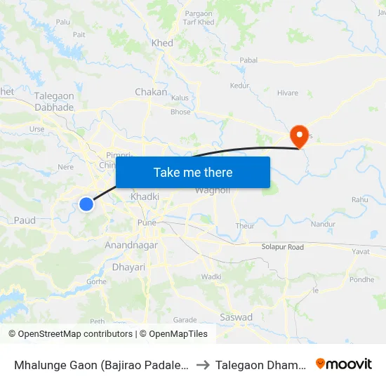 म्हालुंगे गाव (बाजीराव पडाले चौक) to तालेगाव धामधेरे map