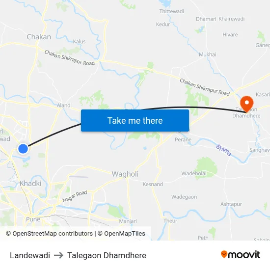 लांडेवाडी to तालेगाव धामधेरे map