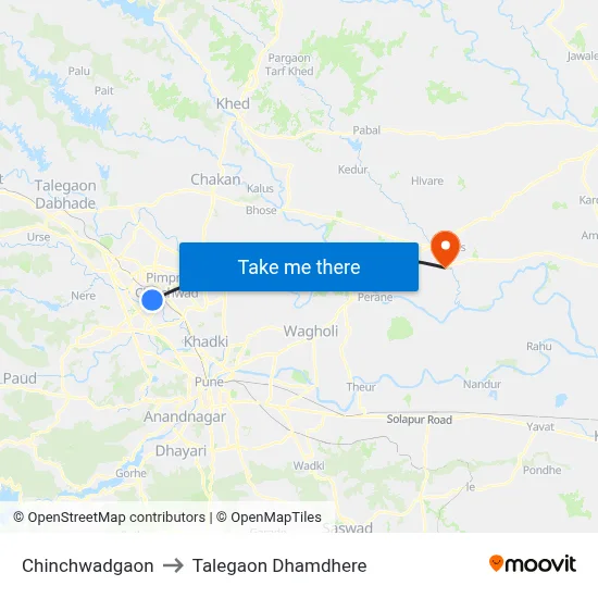 चिंचवड़गांव to तालेगाव धामधेरे map