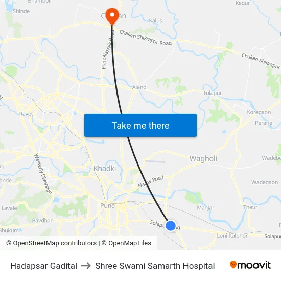 Hadapsar Gadital to Shree Swami Samarth Hospital map