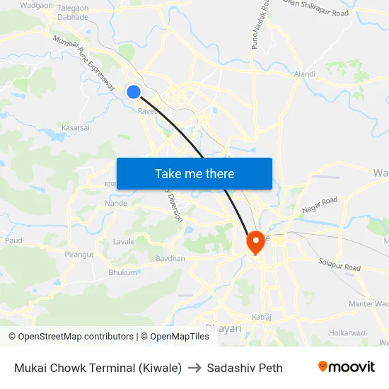 Mukai Chowk Terminal (Kiwale) to Sadashiv Peth map