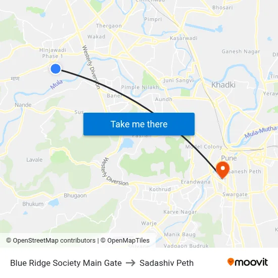 ब्लू रिज सोसायटी मेन गेट to सदाशिव पेठ map