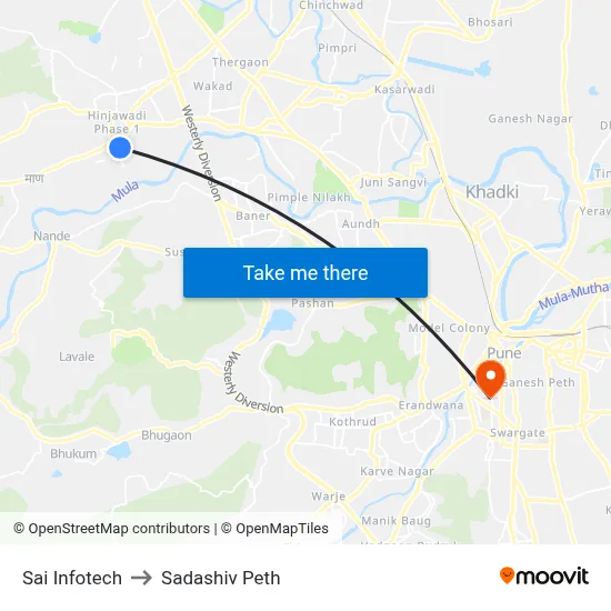 Sai Infotech to Sadashiv Peth map