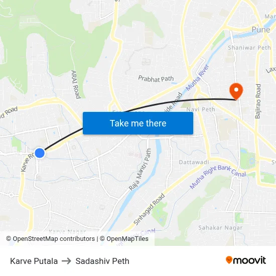 Karve Putala to Sadashiv Peth map