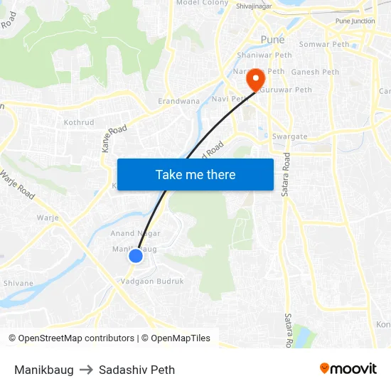 माणिकबाग to सदाशिव पेठ map