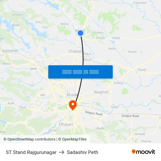 एसटी स्टैंड राजगुरुनगर to सदाशिव पेठ map
