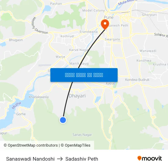 सनसवाडी नंदोशी to सदाशिव पेठ map