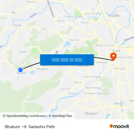 भुकुम to सदाशिव पेठ map