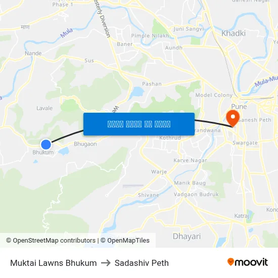 मुक्ताई लॉन्स भुकुम to सदाशिव पेठ map