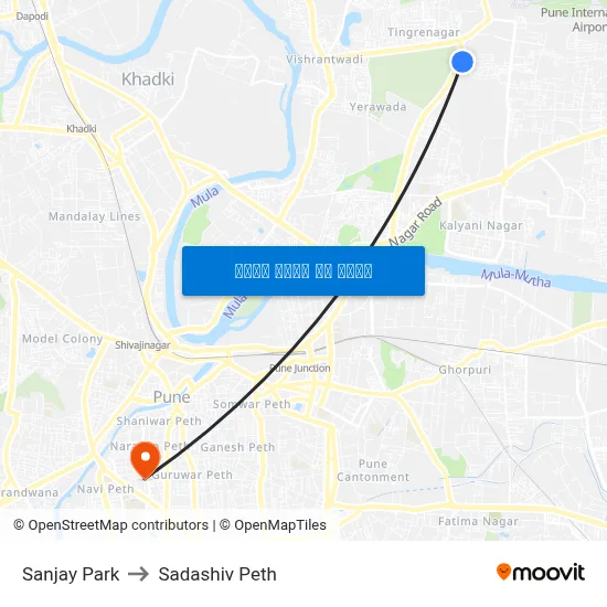 संजय पार्क to सदाशिव पेठ map