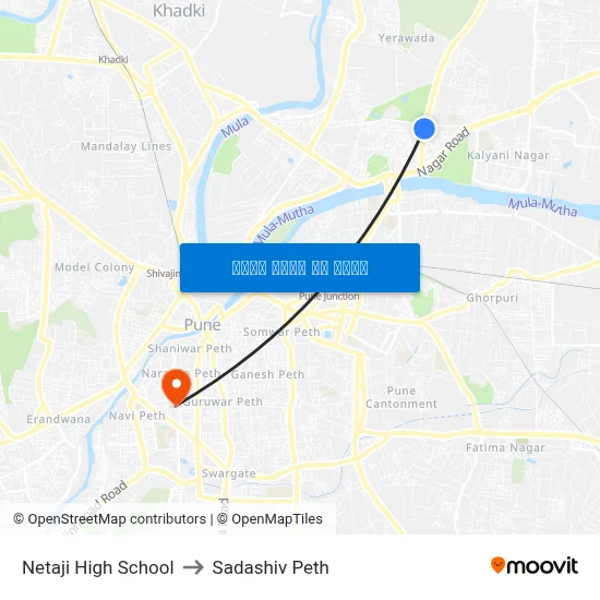 नेताजी हाई स्कूल to सदाशिव पेठ map