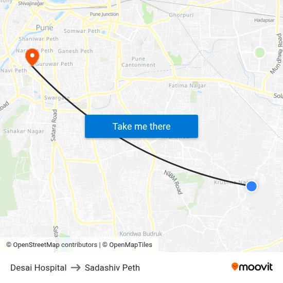 Desai Hospital to Sadashiv Peth map