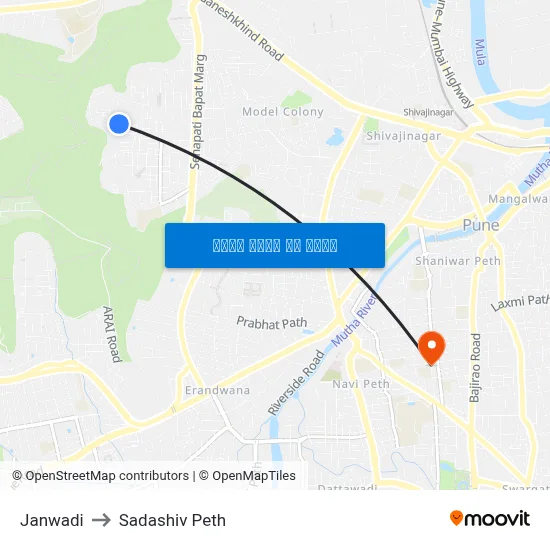 जनवादी to सदाशिव पेठ map