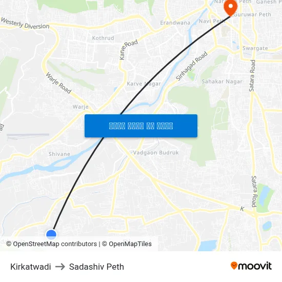 किरकटवाडी to सदाशिव पेठ map