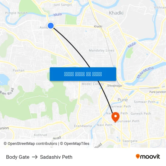 Body Gate to Sadashiv Peth map