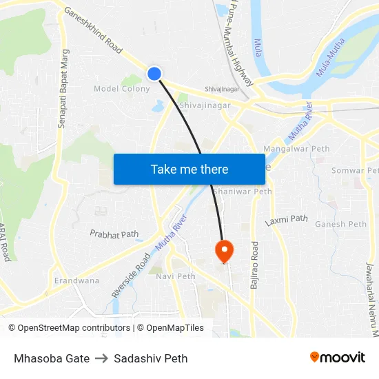म्हसोबा गेट to सदाशिव पेठ map