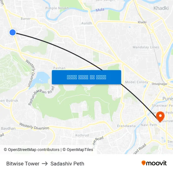 बिटवाइज टॉवर to सदाशिव पेठ map