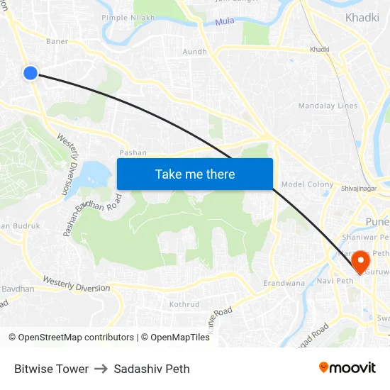 Bitwise Tower to Sadashiv Peth map