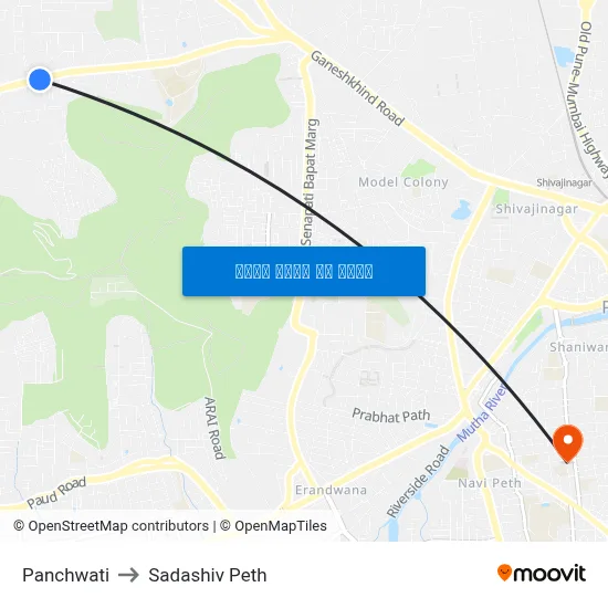 पंचवटी to सदाशिव पेठ map