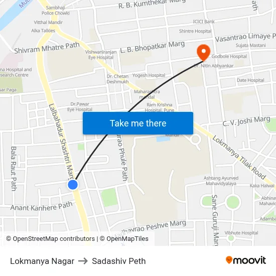 Lokmanya Nagar to Sadashiv Peth map
